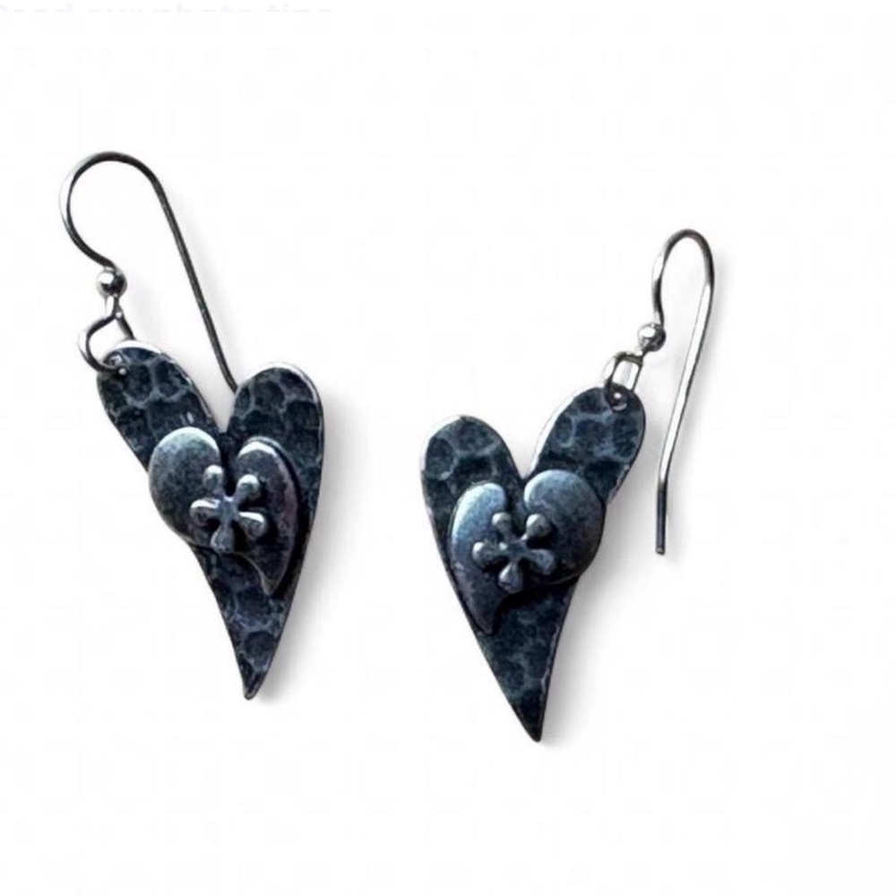 Elegant Heart Shaped Silver Tone Earrings